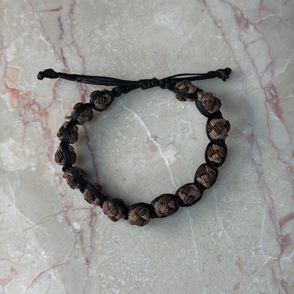Brown and Black Knotted Adjustable Bracelet - Picture 3 of 3